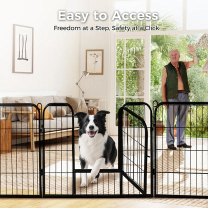 Dog Playpen with Door, Outdoor/Indoor Foldable Metal for Yard, RV Camping, DIY Pet Cage