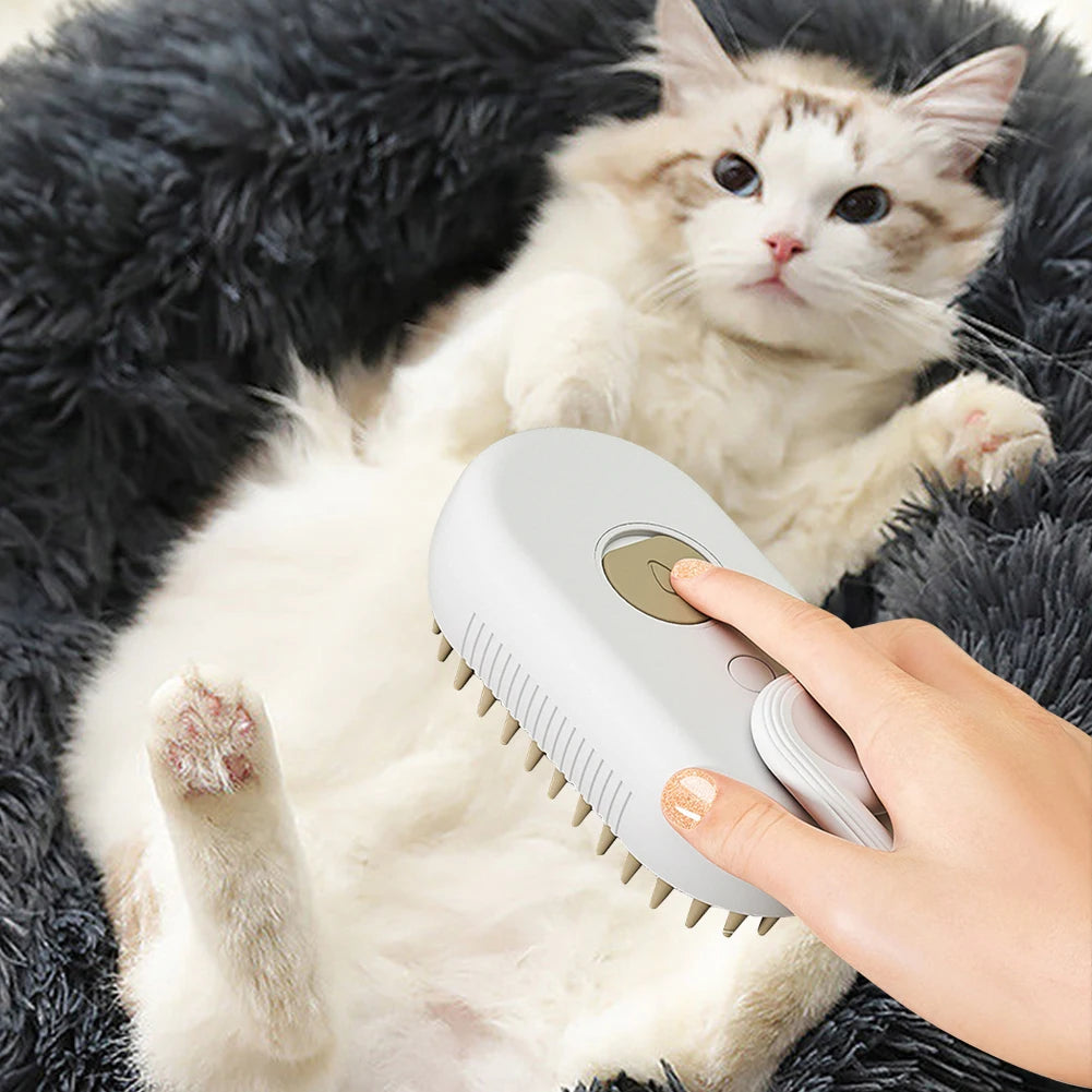 Cat /Dog Steam Brush 3 in 1 Electric USB Rechargeable Grooming Massage Comb for Pet