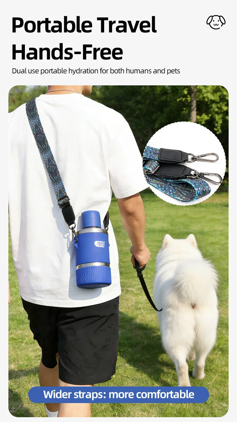 27oz Stainless Steel Double Wall Insulated Water Bottle/Bowl Hiking Walks Travel