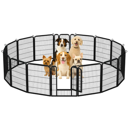 Dog Playpen with Door, Outdoor/Indoor Foldable Metal for Yard, RV Camping, DIY Pet Cage