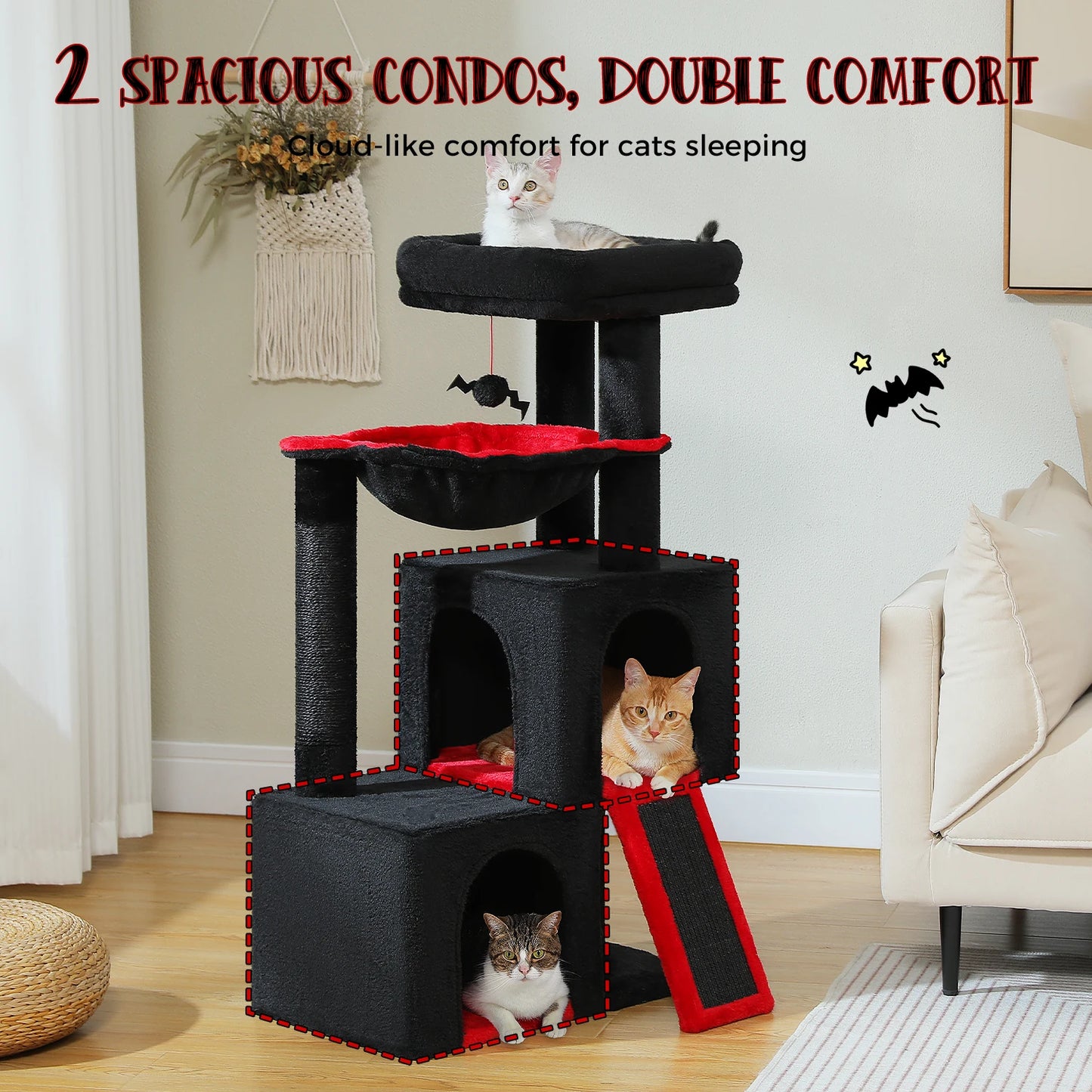 Large Cat Tree for Indoor Cats with Sisal Scratching Post