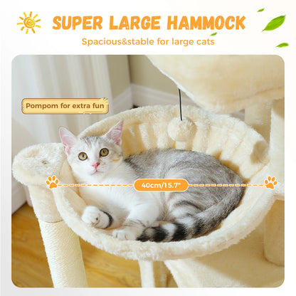 Large Cat Tree for Indoor Cats with Sisal Scratching Post