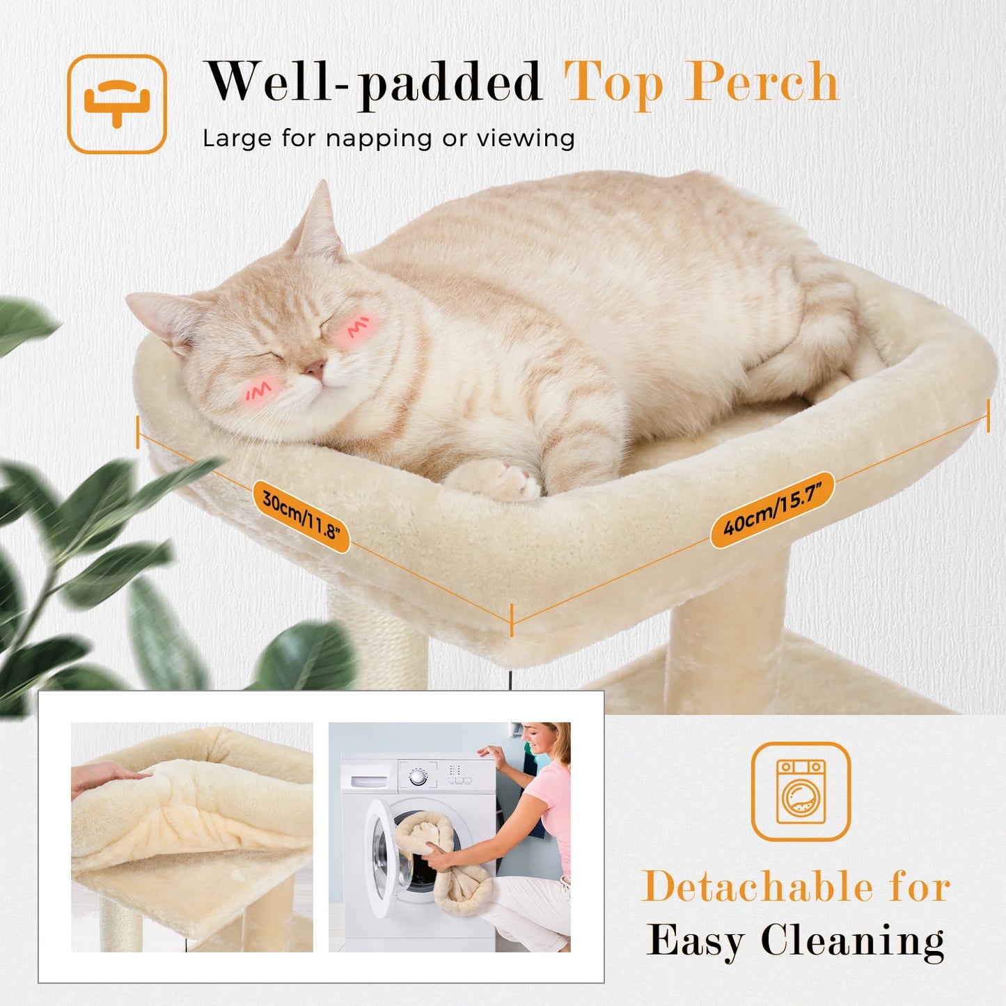 Large Cat Tree for Indoor Cats with Sisal Scratching Post