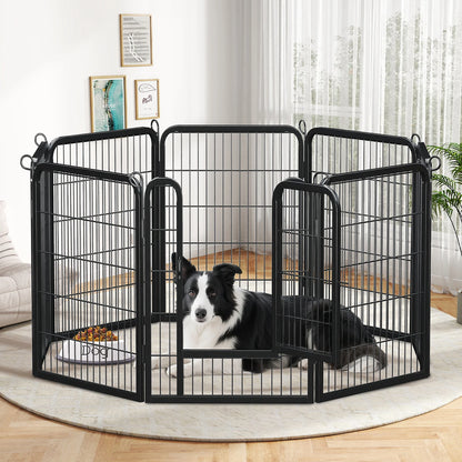 Dog Playpen with Door, Outdoor/Indoor Foldable Metal for Yard, RV Camping, DIY Pet Cage