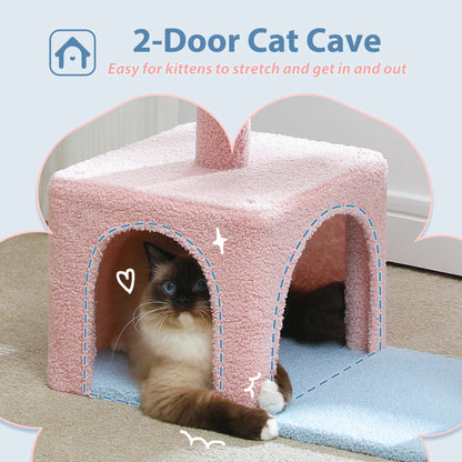 Flower Cat Tree with Large Metal Frame Hammock  with Sisal Scratching Posts for Small Indoor Cats