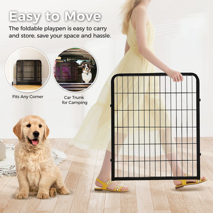 Dog Playpen with Door, Outdoor/Indoor Foldable Metal for Yard, RV Camping, DIY Pet Cage