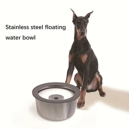 Stainless Steel Dog Water Bowl with Floating Disk Design, Anti-Spill Non-Wet Mouth Pet Drinking Bowl, Slow Feeder Water Dogs