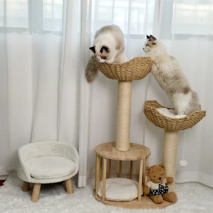 3-Tier Cat Tree Padded Plush Napping Perches Sisal Rope Scratching Posts and Hanging Toy