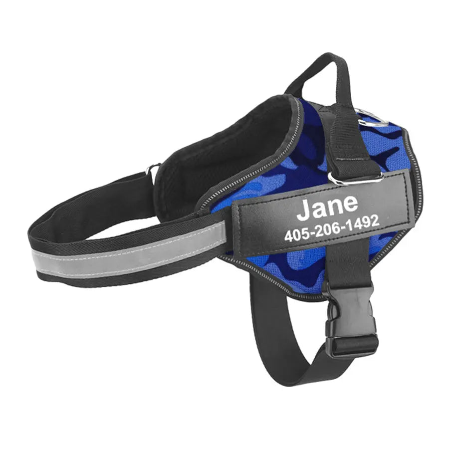 NO PULL Reflective Breathable Adjustable Harness For Dog Vest ID Custom Patch