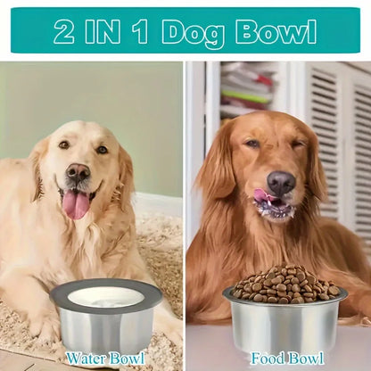 Stainless Steel Dog Water Bowl with Floating Disk Design, Anti-Spill Non-Wet Mouth Pet Drinking Bowl, Slow Feeder Water Dogs