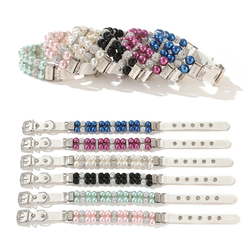 Luxury Pearl Sphynx Cat Necklace Collar for Small Cats