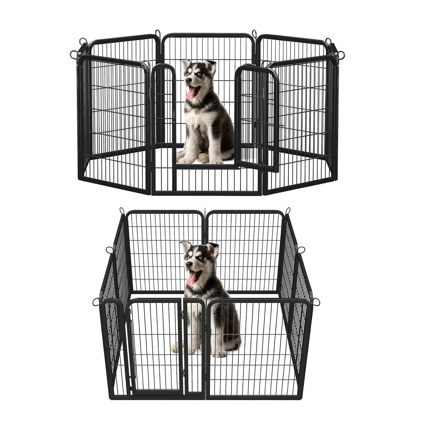 Dog Playpen with Door, Outdoor/Indoor Foldable Metal for Yard, RV Camping, DIY Pet Cage