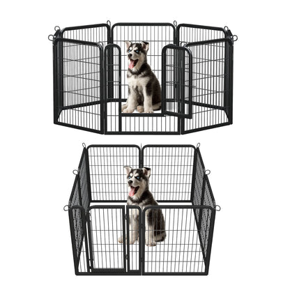 Dog Playpen with Door, Outdoor/Indoor Foldable Metal for Yard, RV Camping, DIY Pet Cage