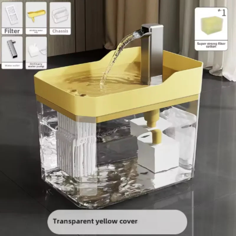 USB Cat Water Fountain with Auto Filter Transparent Anti-Dry Burning Recirculating Dispenser Includes Pump