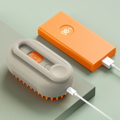 Cat /Dog Steam Brush 3 in 1 Electric USB Rechargeable Grooming Massage Comb for Pet