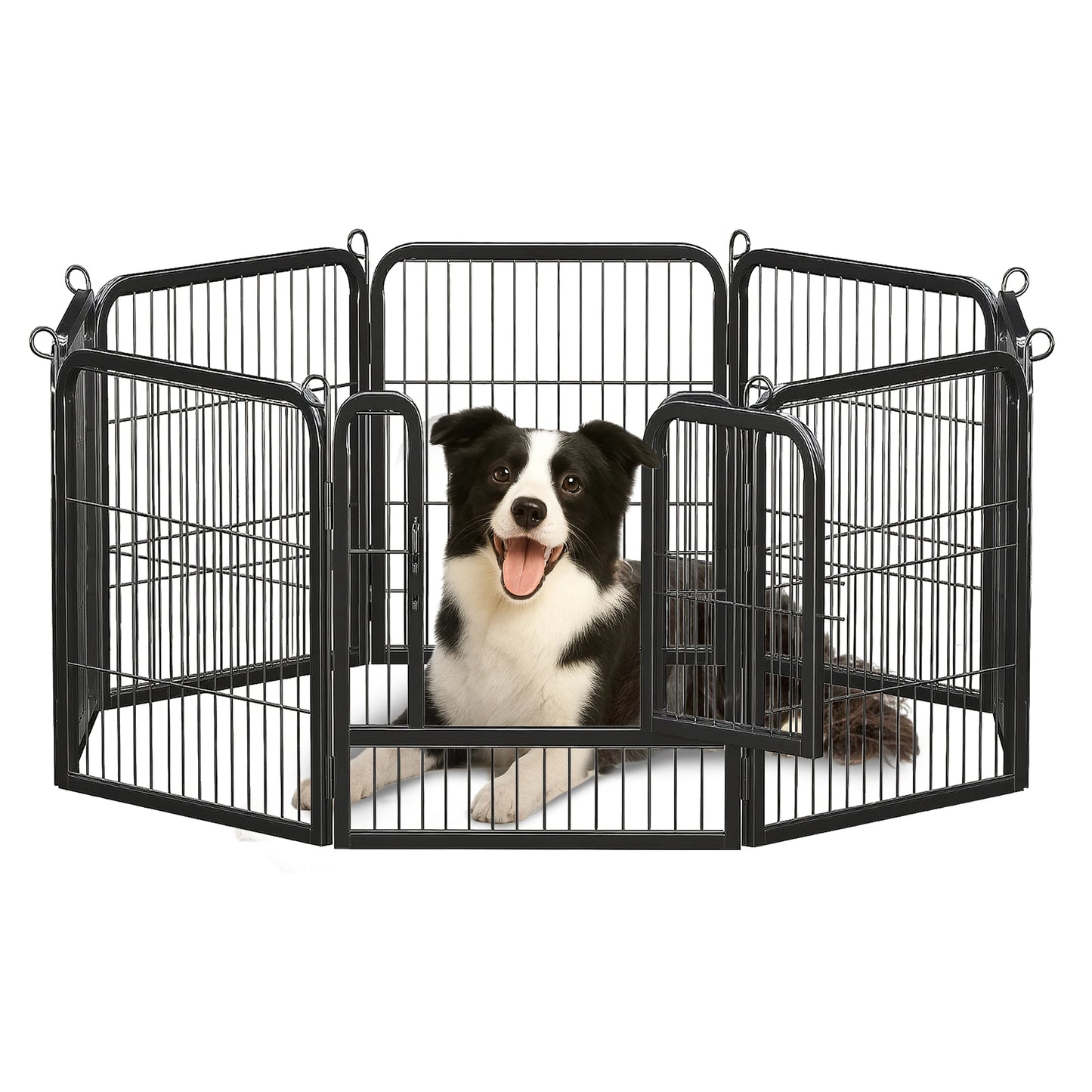 Dog Playpen with Door, Outdoor/Indoor Foldable Metal for Yard, RV Camping, DIY Pet Cage
