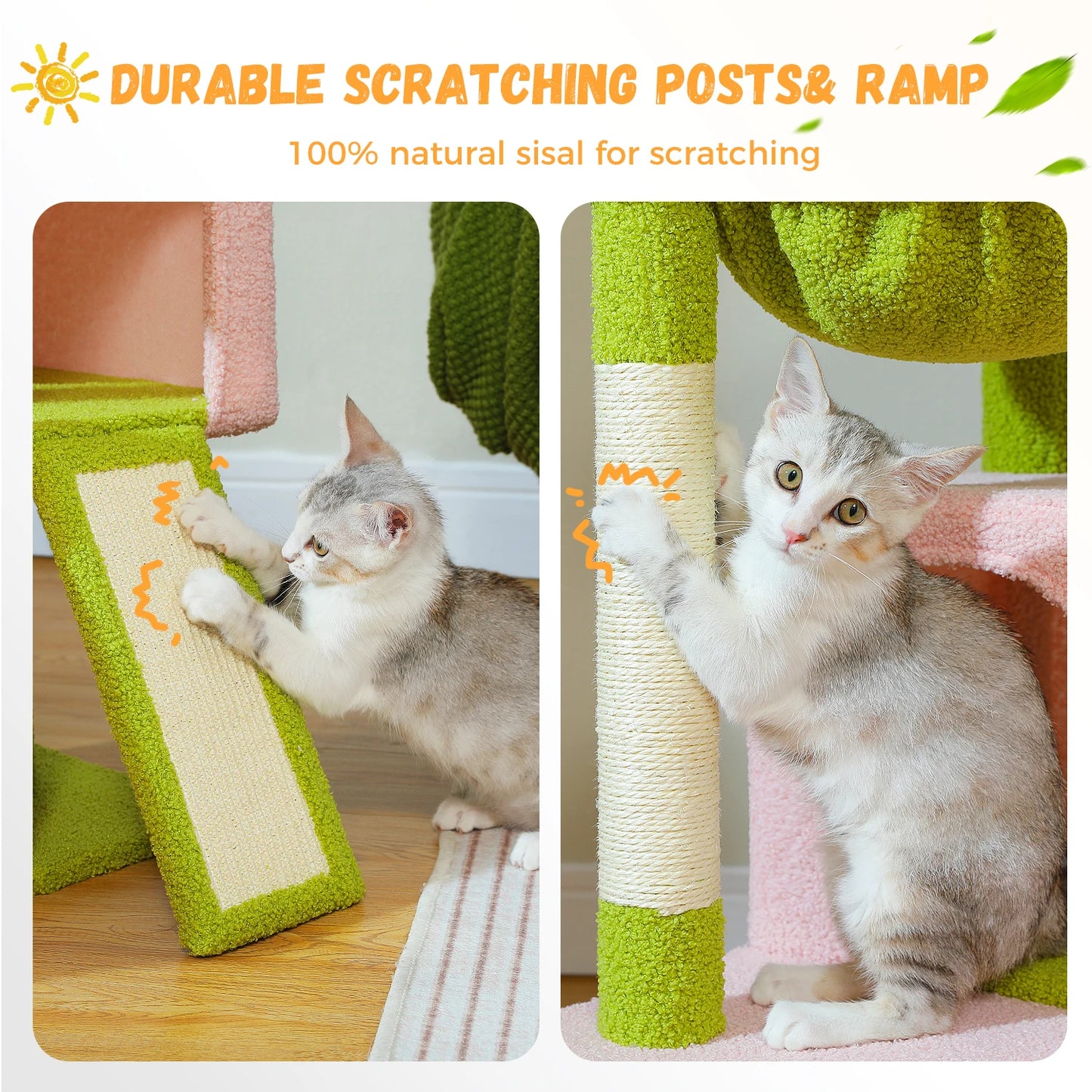 Large Cat Tree for Indoor Cats with Sisal Scratching Post