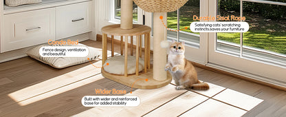 3-Tier Cat Tree Padded Plush Napping Perches Sisal Rope Scratching Posts and Hanging Toy