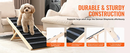 Dog Ramp Folding Ladder Anti-slip High Adjustable Wooden Pet Ramp Removable