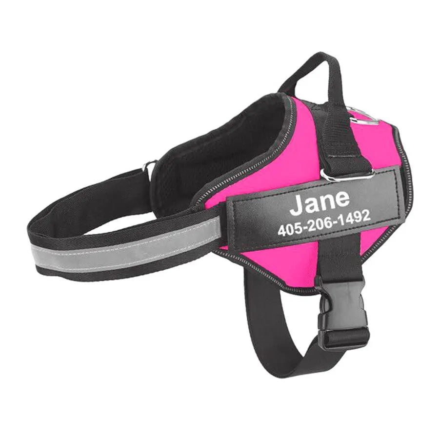 NO PULL Reflective Breathable Adjustable Harness For Dog Vest ID Custom Patch