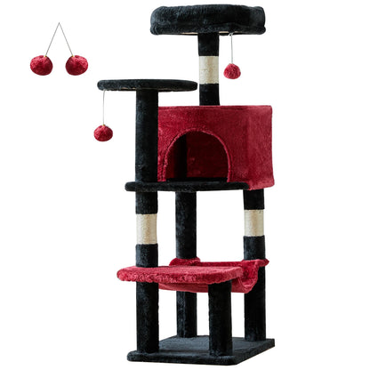 44In Cat Tree Tall Multi-Cat Climbing Tower Natural Sisal Scratching Posts