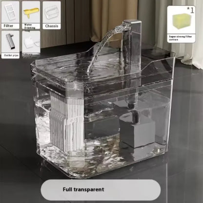USB Cat Water Fountain with Auto Filter Transparent Anti-Dry Burning Recirculating Dispenser Includes Pump