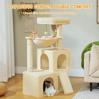 Large Cat Tree for Indoor Cats with Sisal Scratching Post