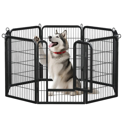 Dog Playpen with Door, Outdoor/Indoor Foldable Metal for Yard, RV Camping, DIY Pet Cage