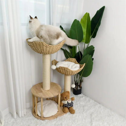 3-Tier Cat Tree Padded Plush Napping Perches Sisal Rope Scratching Posts and Hanging Toy