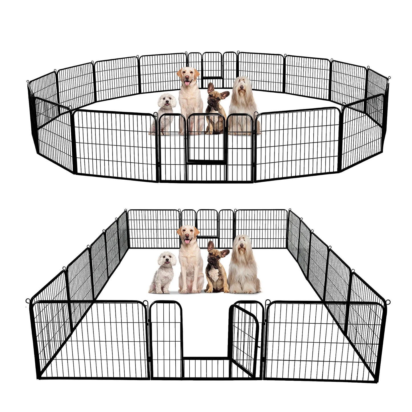 Dog Playpen with Door, Outdoor/Indoor Foldable Metal for Yard, RV Camping, DIY Pet Cage