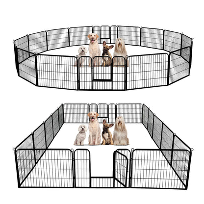 Dog Playpen with Door, Outdoor/Indoor Foldable Metal for Yard, RV Camping, DIY Pet Cage