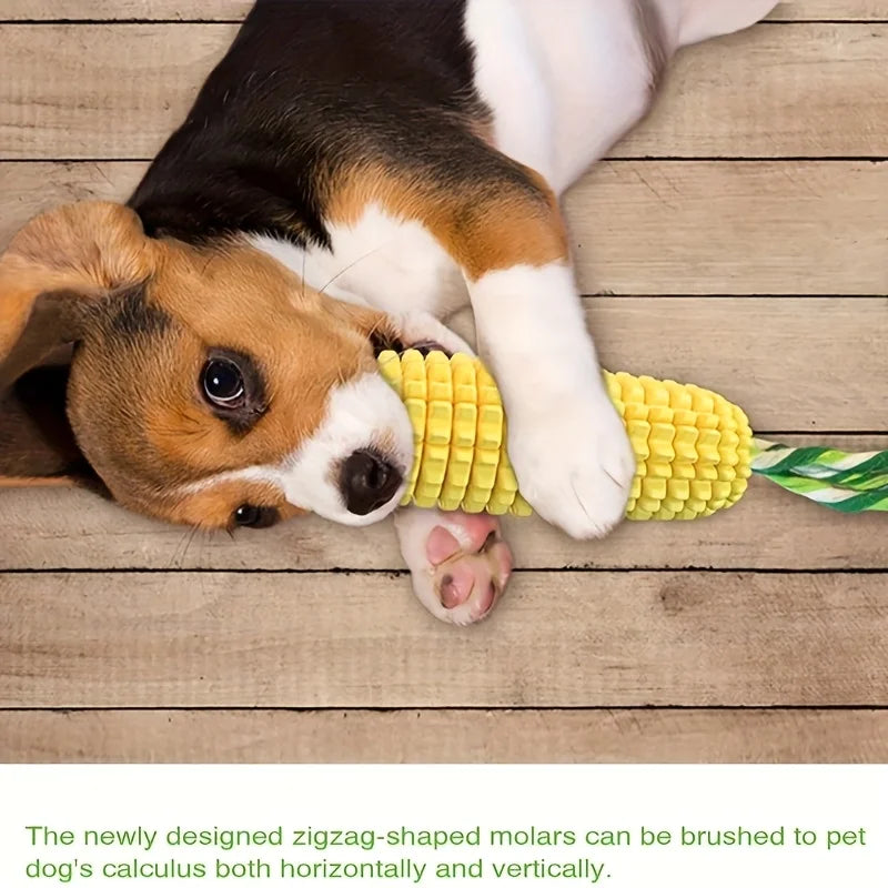 Indestructible Dog Chew Toy Heavy-Duty Rubber Corn Grain Texture for Medium/ Large Dogs/ Puppies/ Powerful Chewers