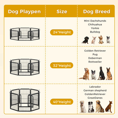 Dog Playpen with Door, Outdoor/Indoor Foldable Metal for Yard, RV Camping, DIY Pet Cage