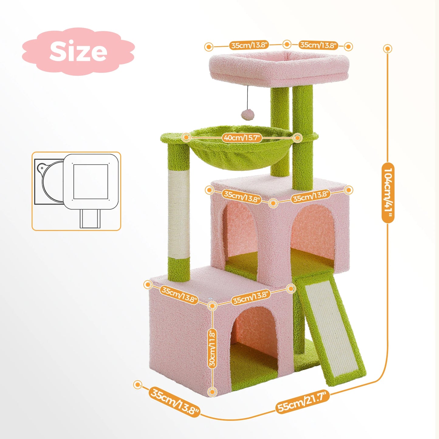 Large Cat Tree for Indoor Cats with Sisal Scratching Post