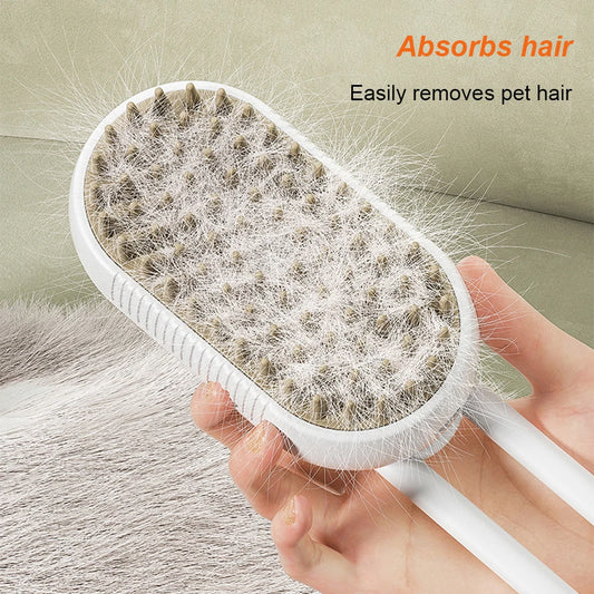Cat /Dog Steam Brush 3 in 1 Electric USB Rechargeable Grooming Massage Comb for Pet