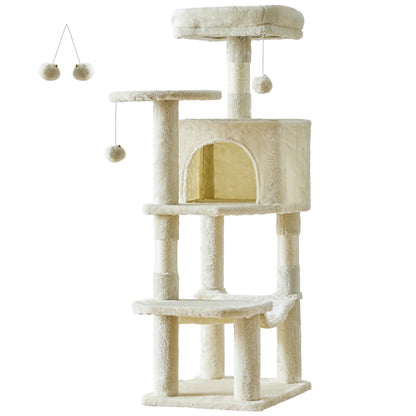 44In Cat Tree Tall Multi-Cat Climbing Tower Natural Sisal Scratching Posts