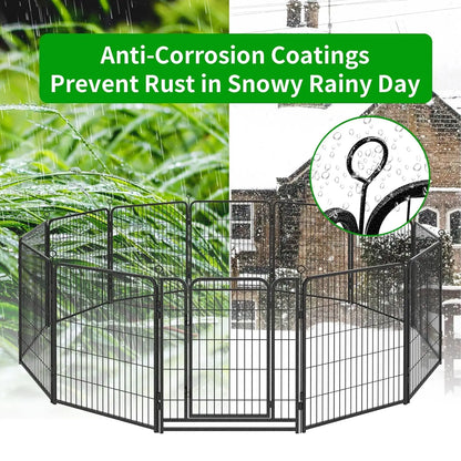 Playpen Outdoor Extra Wide 12 Piece Panels Heavy Duty Anti-Rust Coating-Strengthened Dog Fence 40" Height