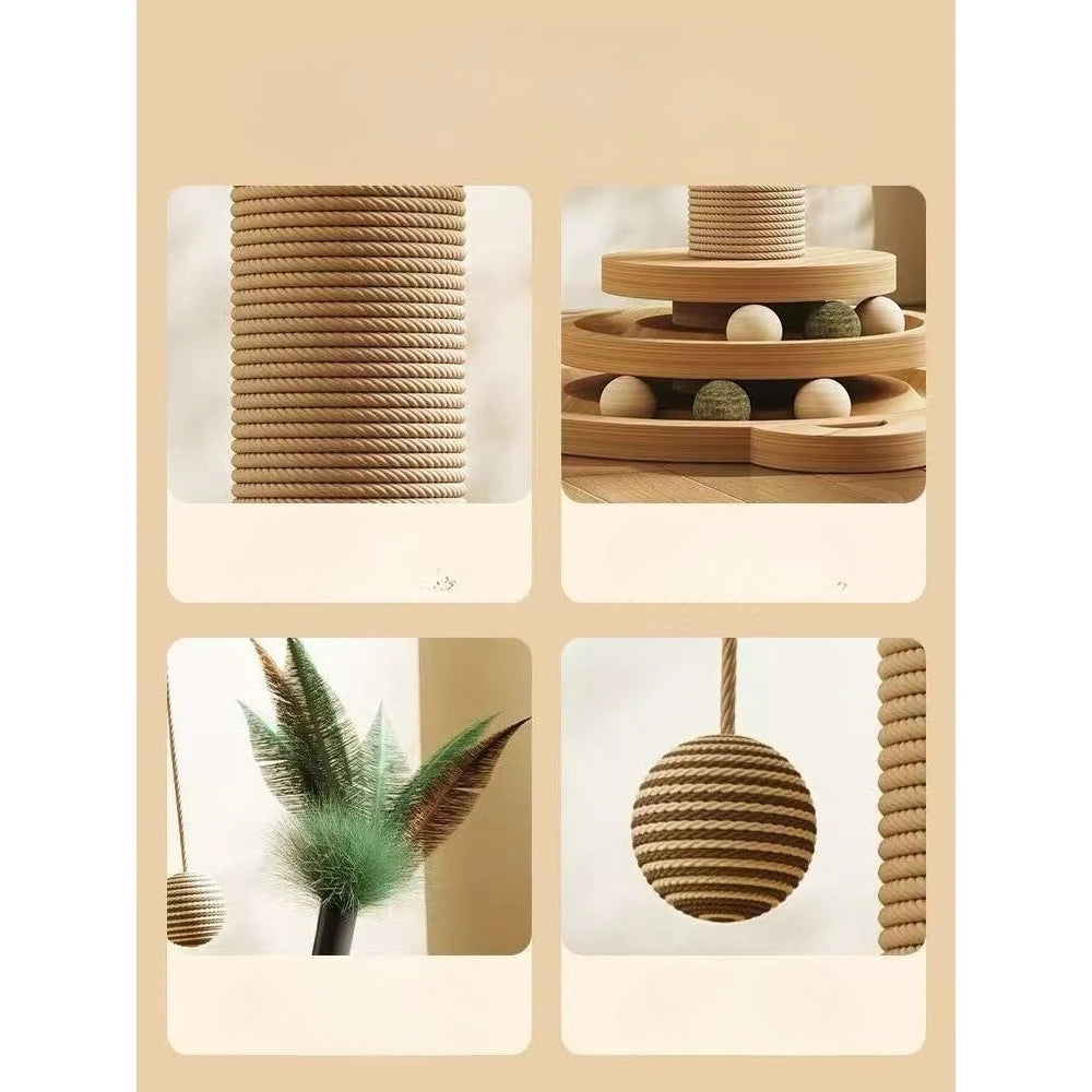 Interactive Cat Turntable Toy with Sisal Scratching Post