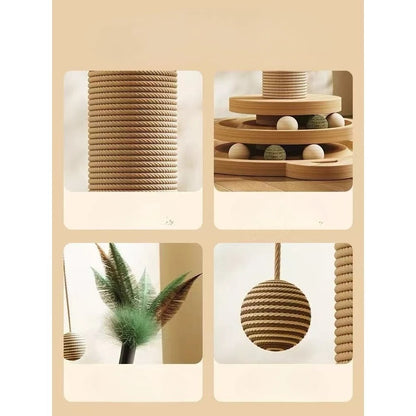 Interactive Cat Turntable Toy with Sisal Scratching Post