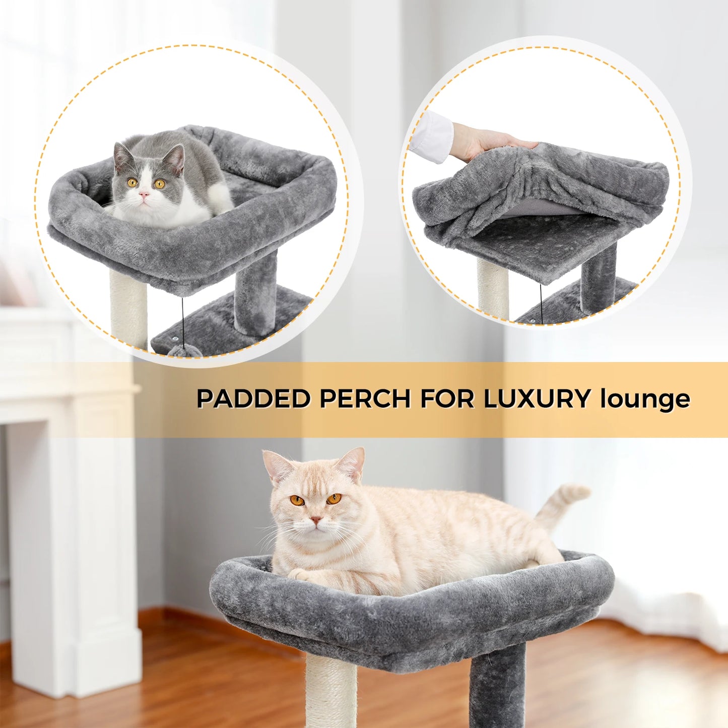 Large Cat Tree for Indoor Cats with Sisal Scratching Post