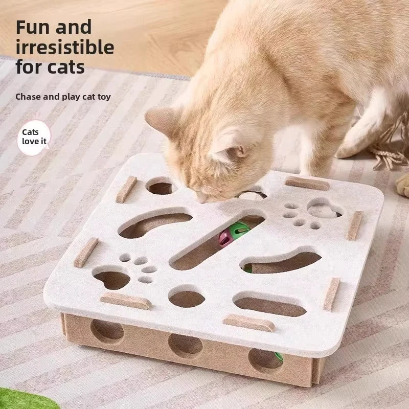 Cat Felt Puzzle Box With Ball Indoor Entertainment