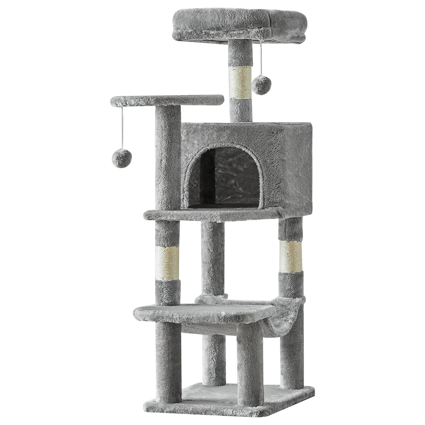 44In Cat Tree Tall Multi-Cat Climbing Tower Natural Sisal Scratching Posts