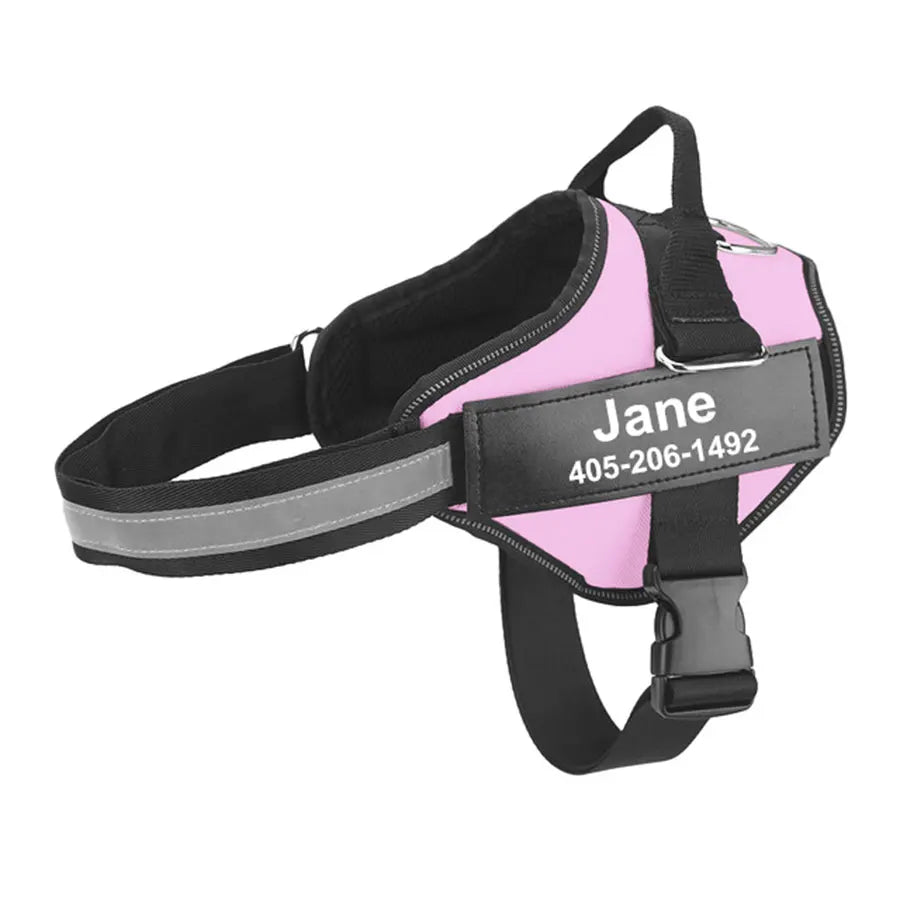 NO PULL Reflective Breathable Adjustable Harness For Dog Vest ID Custom Patch