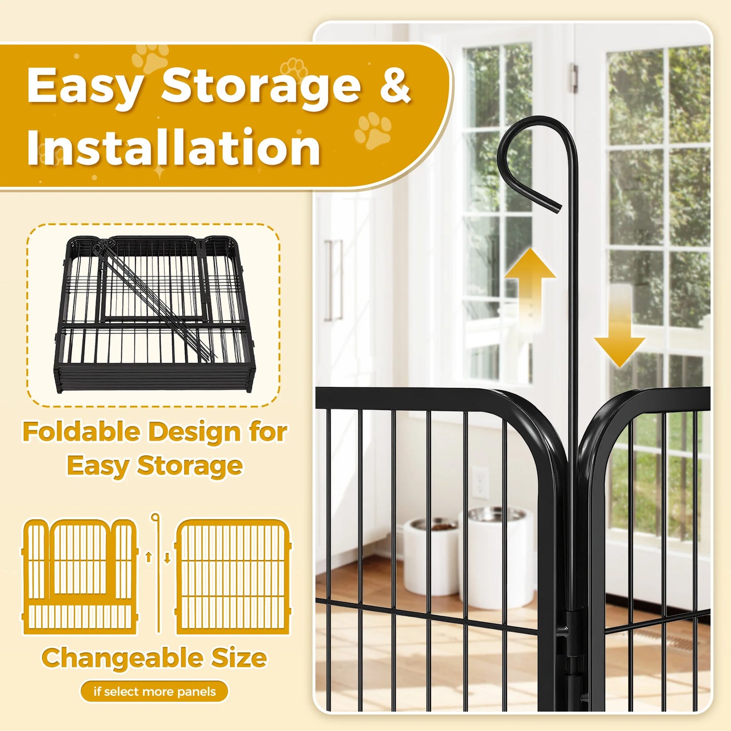 Dog Playpen with Door, Outdoor/Indoor Foldable Metal for Yard, RV Camping, DIY Pet Cage