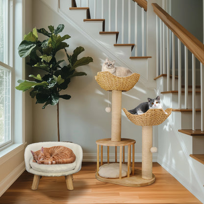 3-Tier Cat Tree Padded Plush Napping Perches Sisal Rope Scratching Posts and Hanging Toy