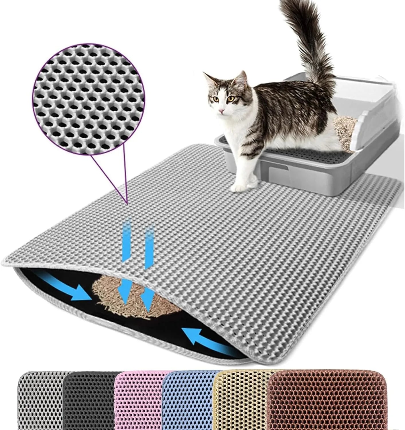 Double Layer Waterproof Anti-slip Cat Litter Mat