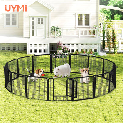 Dog Playpen with Door, Outdoor/Indoor Foldable Metal for Yard, RV Camping, DIY Pet Cage