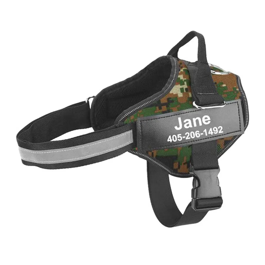 NO PULL Reflective Breathable Adjustable Harness For Dog Vest ID Custom Patch