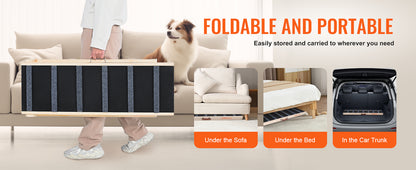 Dog Ramp Folding Ladder Anti-slip High Adjustable Wooden Pet Ramp Removable