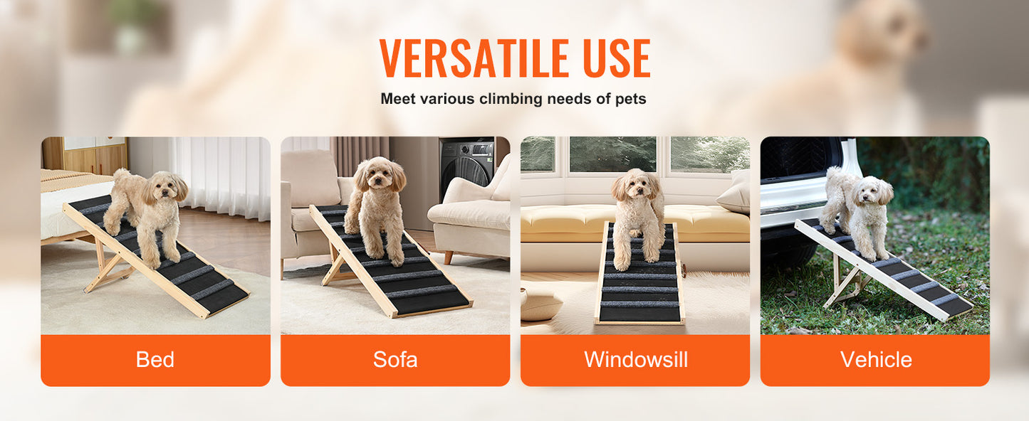 Dog Ramp Folding Ladder Anti-slip High Adjustable Wooden Pet Ramp Removable